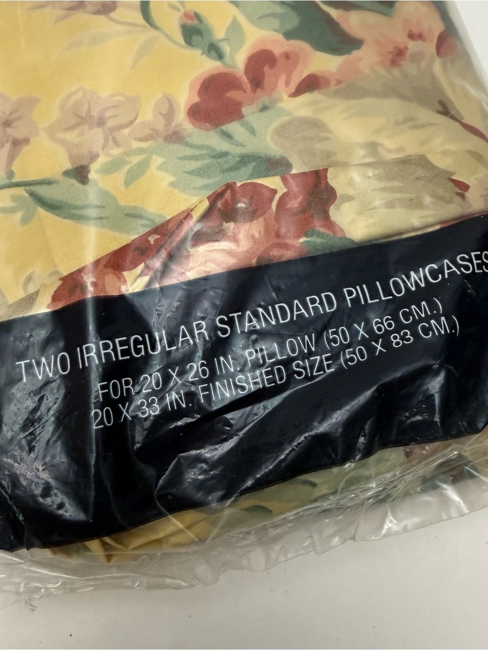 Vintage Ralph Lauren Evelyn Yellow Floral Bow Set of 2 IRREGULAR Pillowcases - Picture 2 of 8